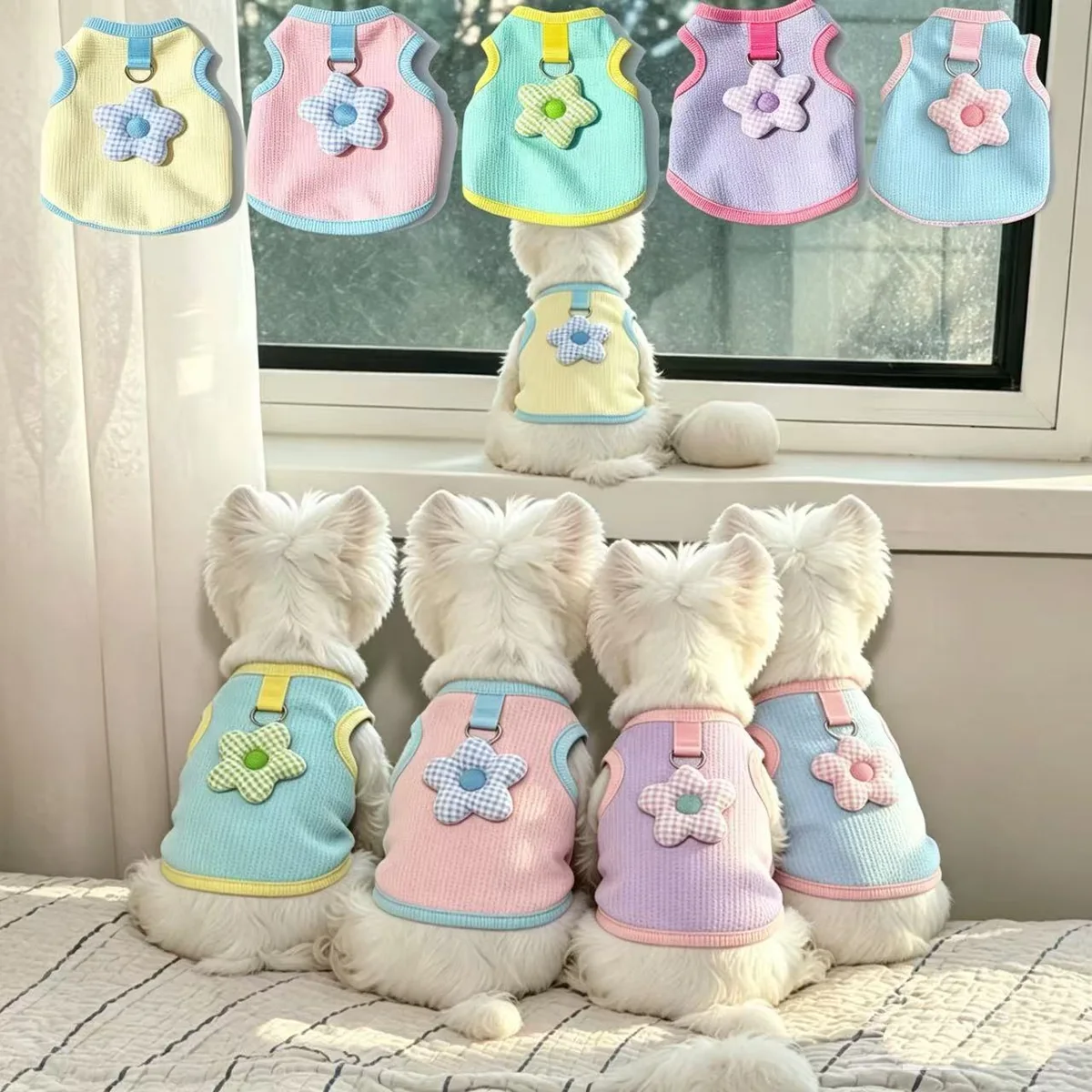 Flower-Print Harness Pet Vest